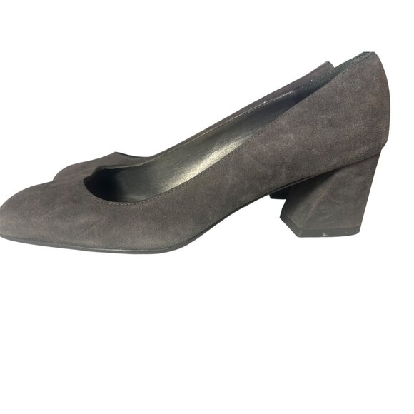 Stuart Weitzman Womens Gray Suede Block Heel Pumps Size 5 M Workwear Classic - Picture 4 of 8